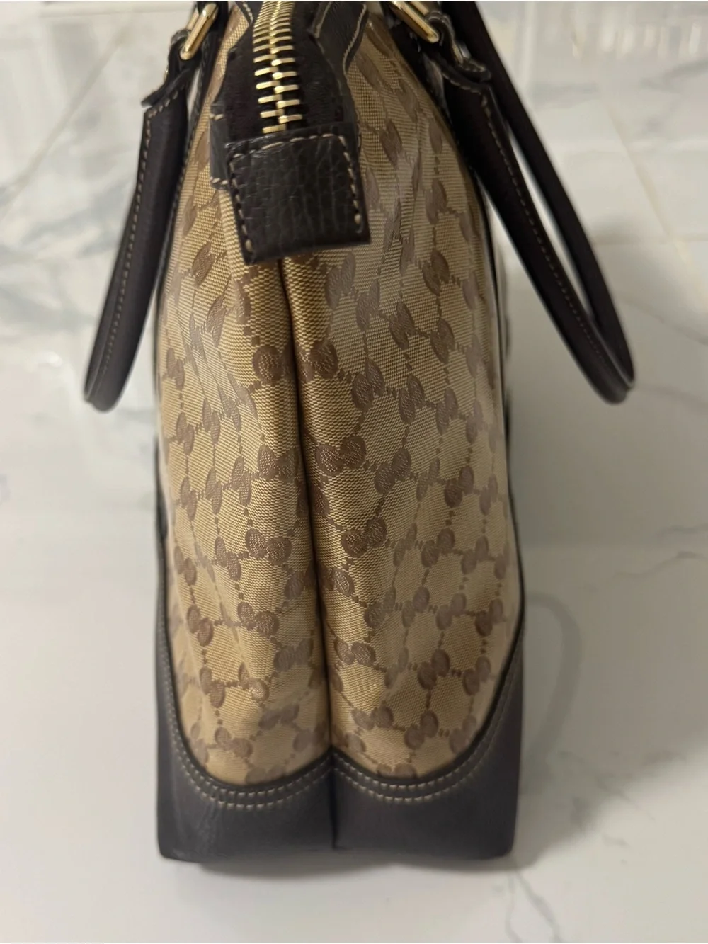 Gucci Beige/Brown Monogram Travel Weekender Bag